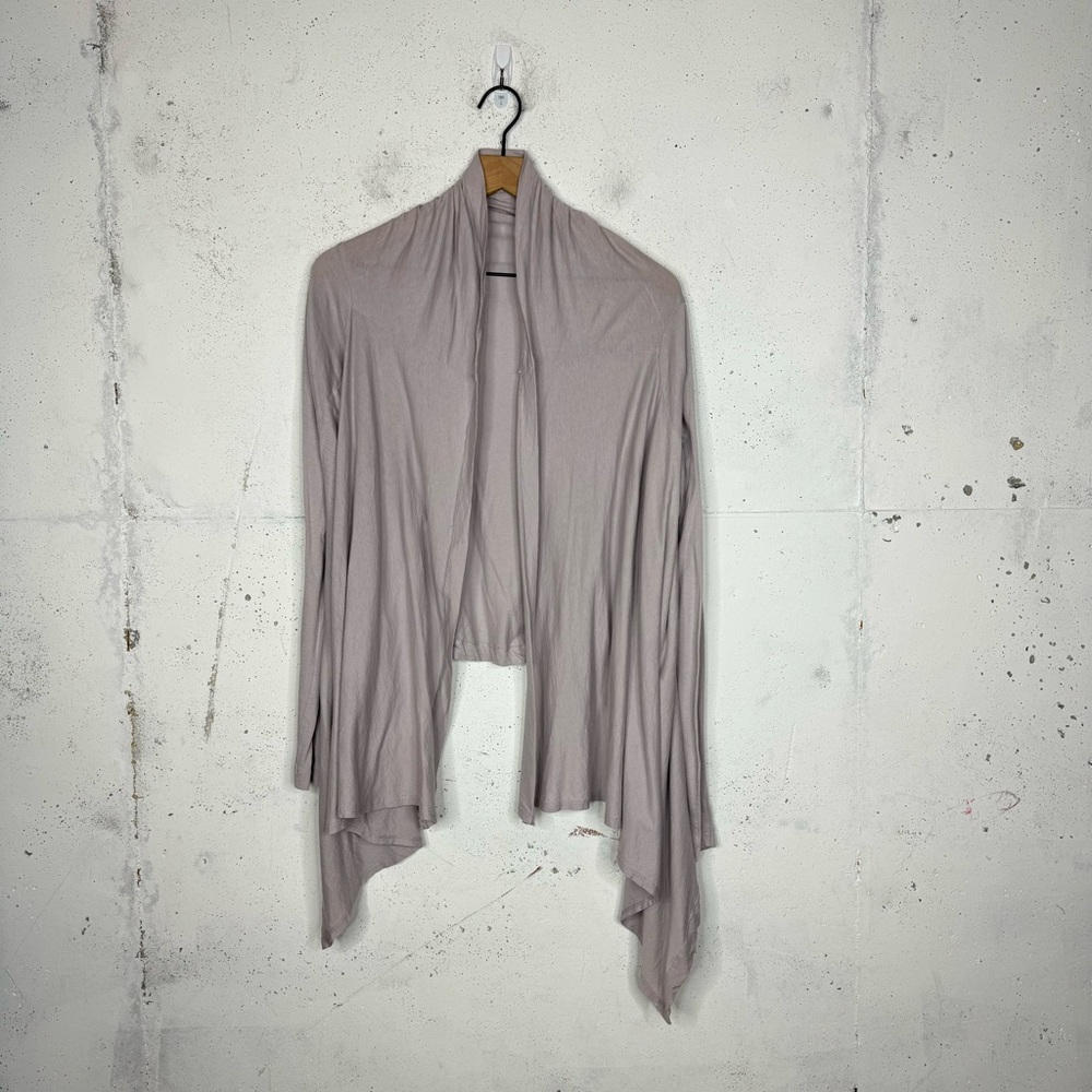 Bryn Walker Gray Taupe Waterfall Drape Front Cardigan Tank Two Piece Set Small